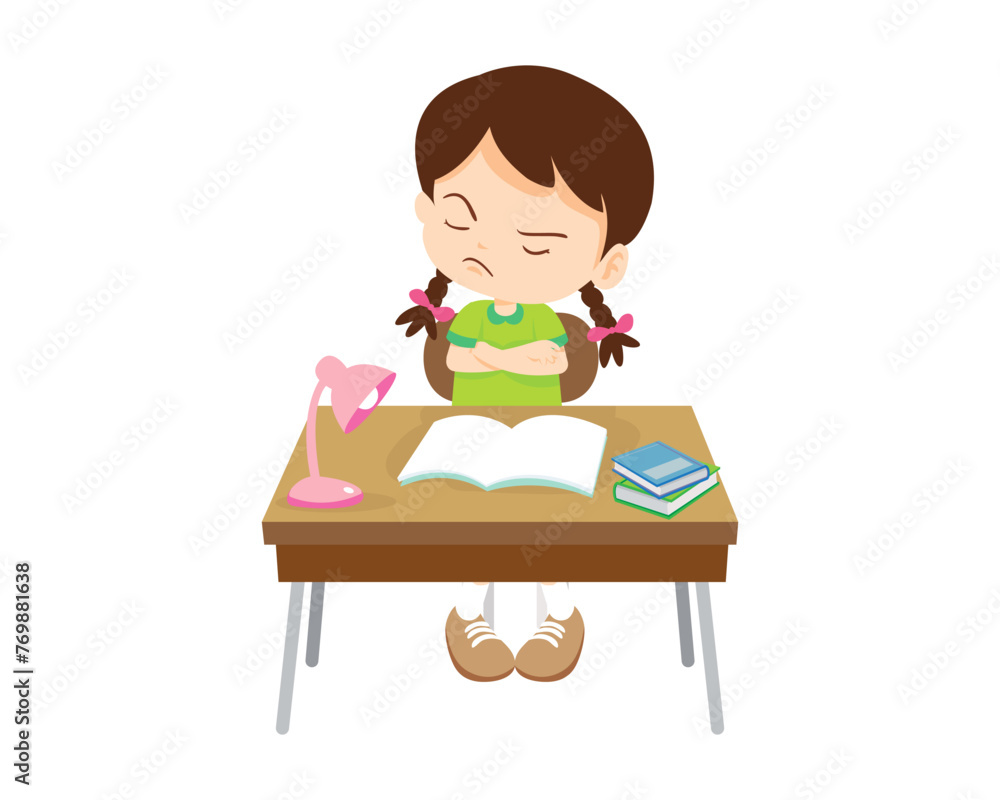 cute student sitting on desk working for homework cute student sitting on desk working for homework