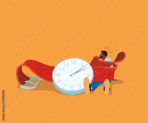 Man struggling tied up in watch strap