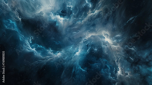 Texture and abstract art dark blue and white swirls of smoke on a black background, smoke clouds in motion isolated, abstract wallpaper background colorful smoke design