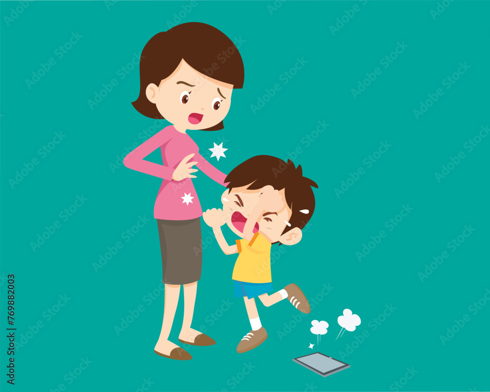 angry kid addicted mobile phone angry kid addicted mobile phone