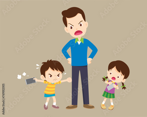 angry kid addicted mobile phone