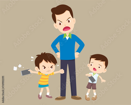 angry kid addicted mobile phone