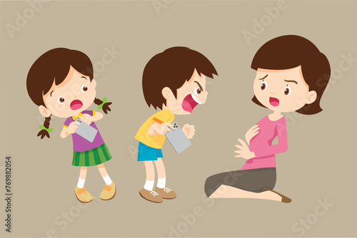 angry kid addicted mobile phone