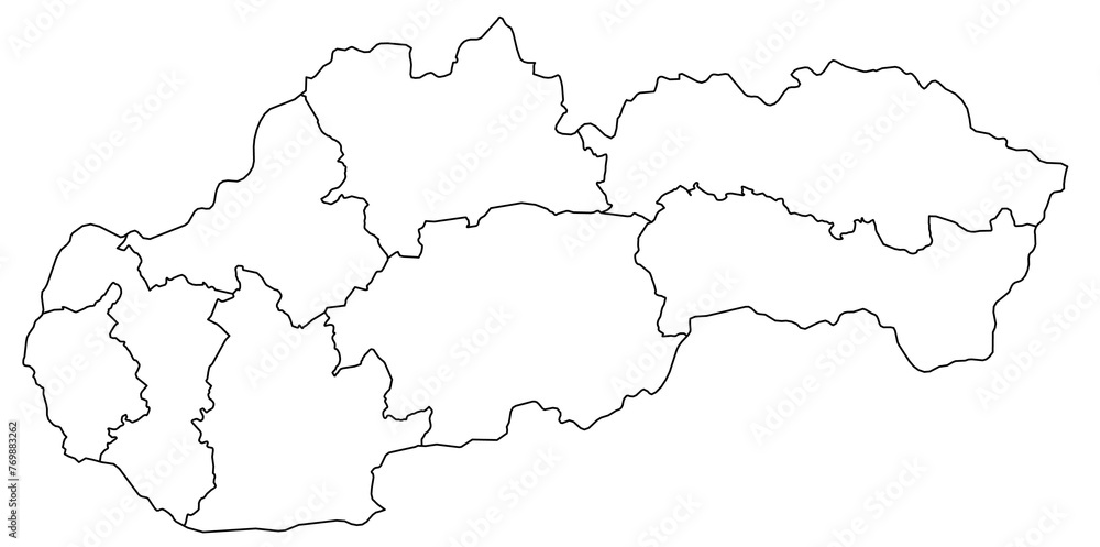 Outline of the map of Slovakia with regions