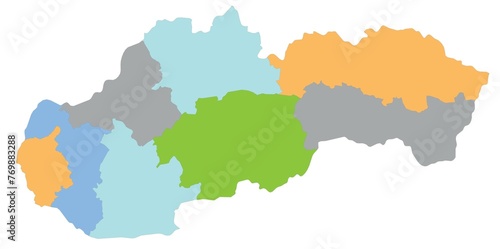 Outline of the map of Slovakia with regions