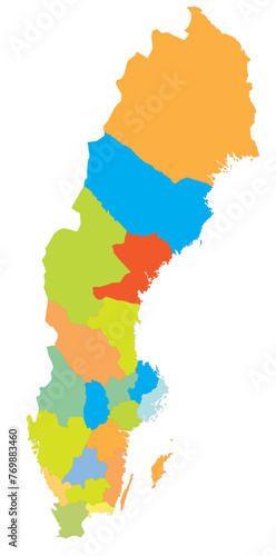 Outline of the map of Sweden with regions