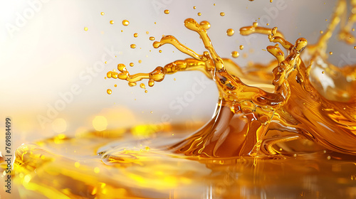 Liquid stream of motorcycle motor oil flows from the neck of the bottle close-up., Poured indu, Pouring oil lubricant, Pouring oil car, Generative Ai