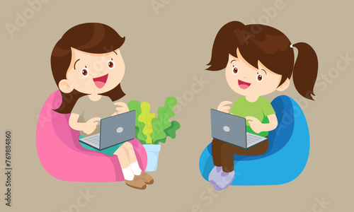 kids on online learning education courses