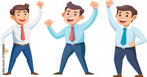 Trio of happy businessmen celebrating success