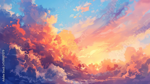 the sun sets clouds ablaze with color create a breathtaking background ideal for a banner