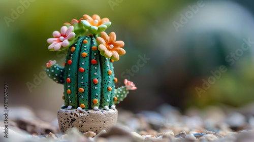 A tiny colorful cactus figurine photo