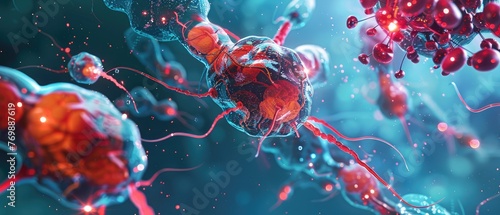 A close-up view of nanobots repairing human cells showcasing the future of medical treatments photo