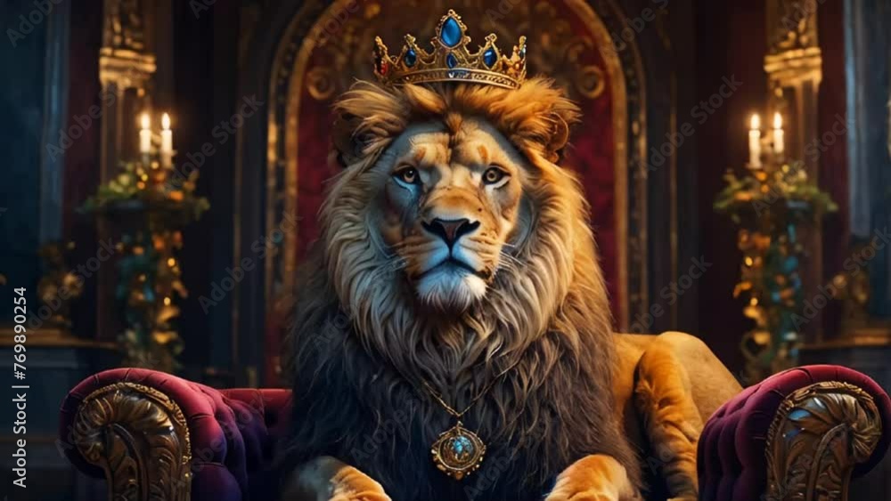 majestic lion with a crown on a throne leadership majestic lion with a crown on a throne leadership