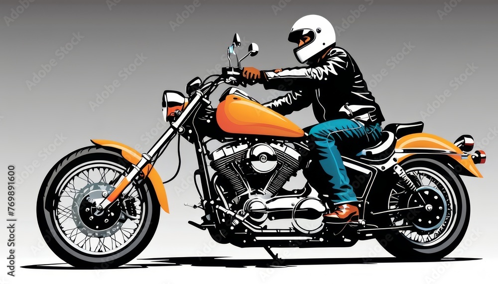 A man riding a motorcycle against an orange-gray background, wearing a helmet and goggles A man riding a motorcycle against an orange-gray background, wearing a helmet and goggles