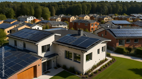 Beautiful new homes with solar panels on the roof
.Generative AI