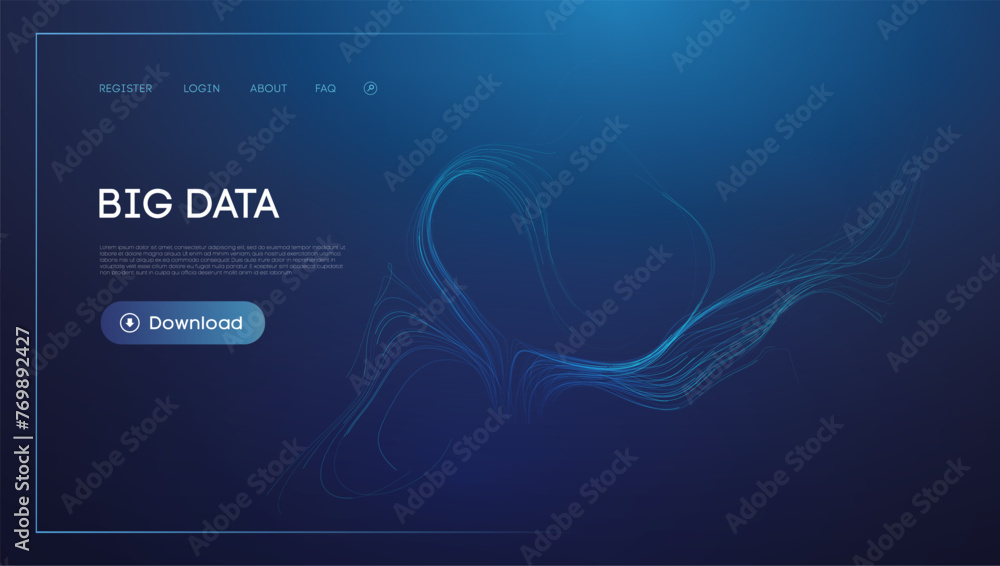 Blue Abstract Big Data Visualization with Light Blue Highlights