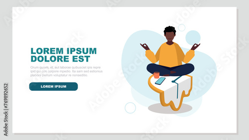 Adobe IllusVektor-Illustration einer Frau, deren Work-Life-Balance entspannt und ausgeglichen ist - Business-Konzepttrator Artwork