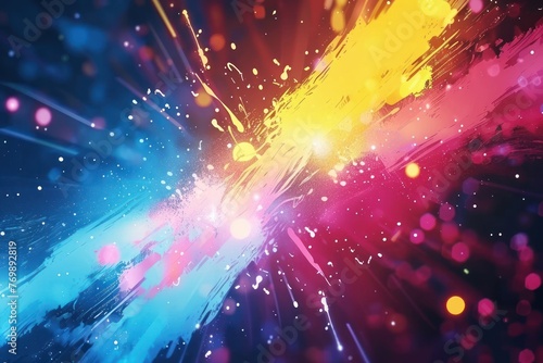 Energetic Splatter Paint abstract background. Futuristic neon illustration art. ai generative
