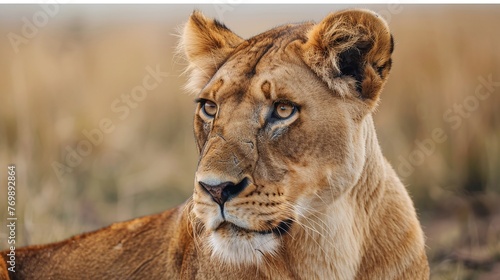 portrait of a lioness in the wild