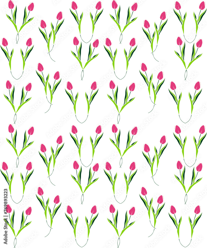 Obraz premium colorful illustration of tulip flowers as seamless pattern tile elements