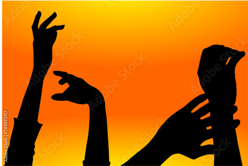 vector, ilustracion, manos, brazo, persona, plantas, señas, pose, amor, dedos, manos libres, siluetas, lenguaje, gestos