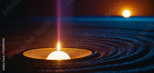  Candle in a water circle with a light at the end