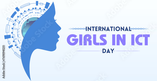 Girls in Tech: Empowering Dreams on ICT Day. International Girls in ICT Day. Campaign or celebration banner design