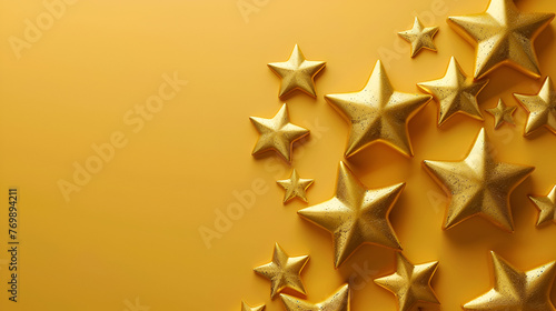 rating stars copy space . Five white stars on isolated background  Five stars with an increasing rating  Five stars in the dark. Customer experience and satisfaction concept  Genera