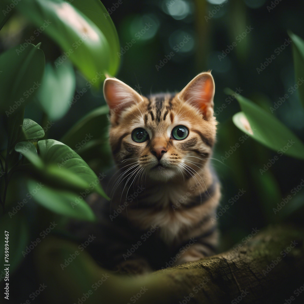 custom made wallpaper toronto digitalbackground illustration of a cute cat in the middle of the forest