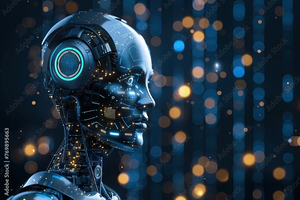 Fototapeta premium Machine learning in banking, detecting fraud patterns, fintech innovation, soft monitor light , blue sci-fi tone,
