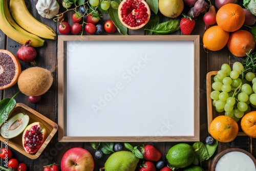 menu fruits frame blank top view. ai generative