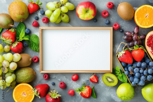 menu fruits frame blank top view. ai generative