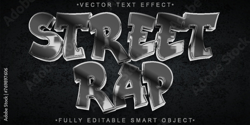 Silver Street Rap Vector Fully Editable Smart Object Text Effect