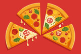 A four Pizza Slice Illustration