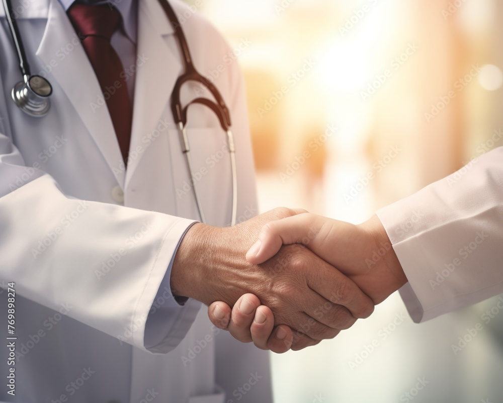A handshake between business people sealing a deal or showing cooperation A handshake between business people sealing a deal or showing cooperation
