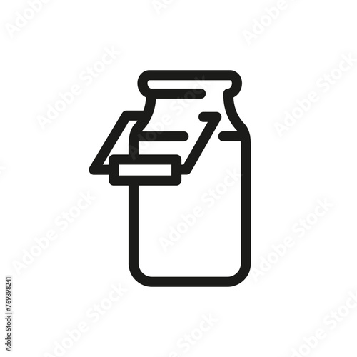 A single outline icon representing a milk can. The pictogram could be used under the farming, dairy products manufacturing, agriculture, countryside categories. For web, mobile. Vector Illustration.
