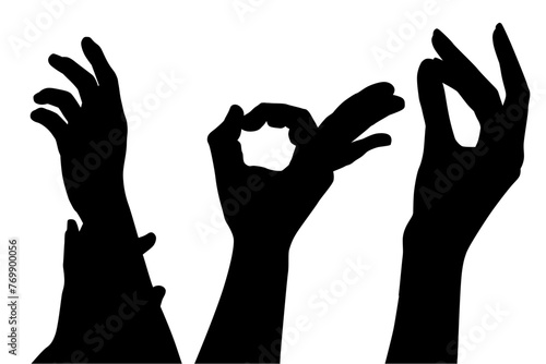 vector, ilustracion, manos, brazo, persona, plantas, señas, pose, amor, dedos, manos libres, siluetas, lenguaje, gestos