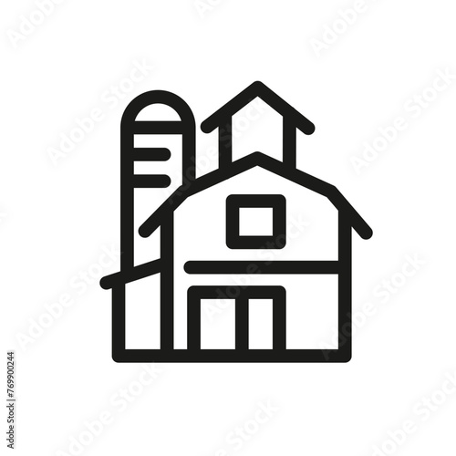 Farmhouse icon for web, mobile, promo and suits farming, agriculture, countryside themes. Single outline, vector illustration.