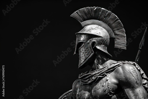 Spartan warrior on it isolated on black background