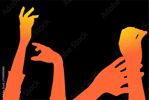 vector, ilustracion, manos, brazo, persona, plantas, señas, pose, amor, dedos, manos libres, siluetas, lenguaje, gestos