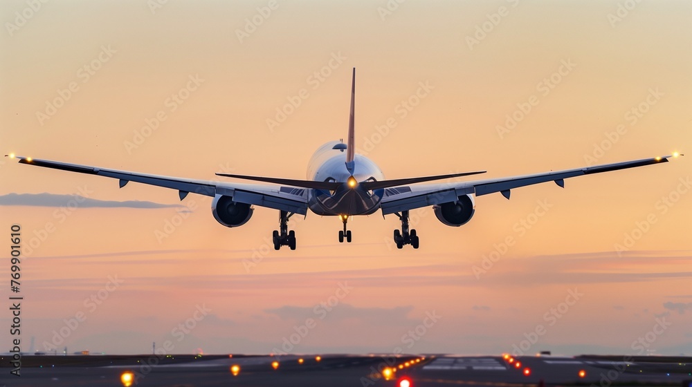 Fototapeta premium Evening Departure Elegance: Twilight Illuminates retracted, adding a layer of detail to the scene.