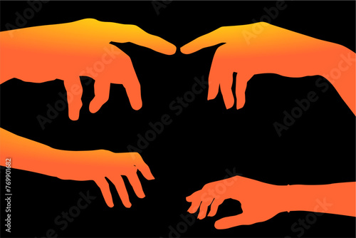 vector, ilustracion, manos, brazo, persona, plantas, señas, pose, amor, dedos, manos libres, siluetas, lenguaje, gestos