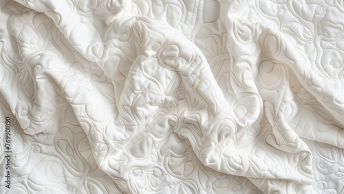 Overhead Elegance: White Cotton Quilt