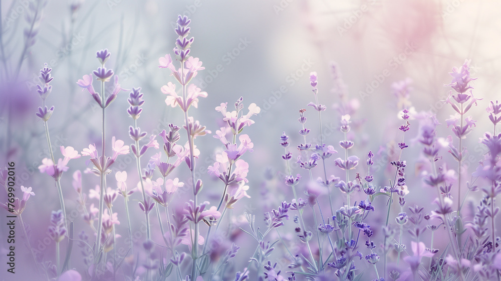 Naklejka premium lavender flowers in a field