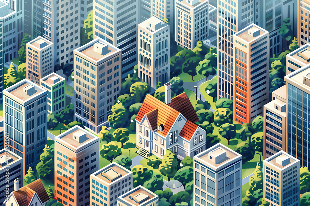 Fototapeta premium City Living isometric view