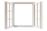 Modern and minimal house window for interior decoration isolated on background, open office glass window frame.