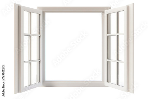 Modern and minimal house window for interior decoration isolated on background, open office glass window frame.