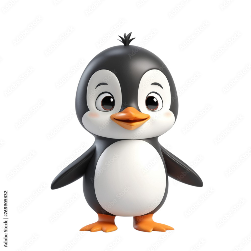 Fototapeta premium 3d rendering of cartoon penguin on Isolated transparent background png. generated with AI