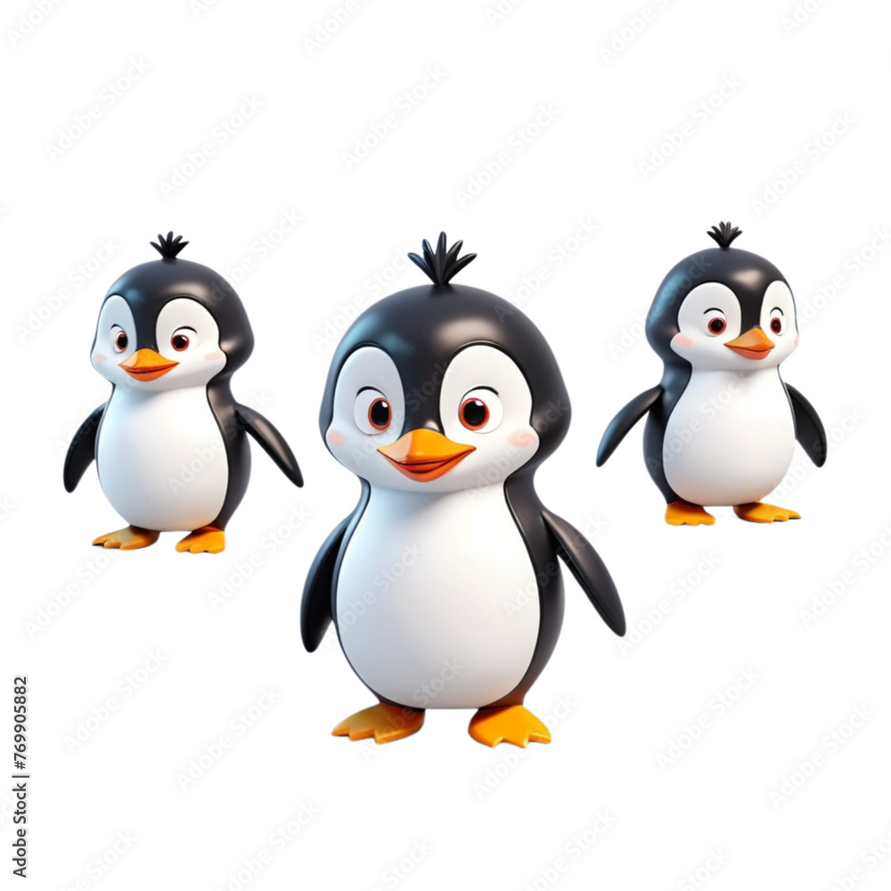 Obraz premium 3d rendering of cartoon penguin on Isolated transparent background png. generated with AI