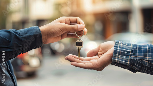 Real estate concept - Handing Over the Keys to a New Home